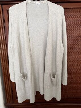 Madewell Cream Open-Front Pocketed Cardigan